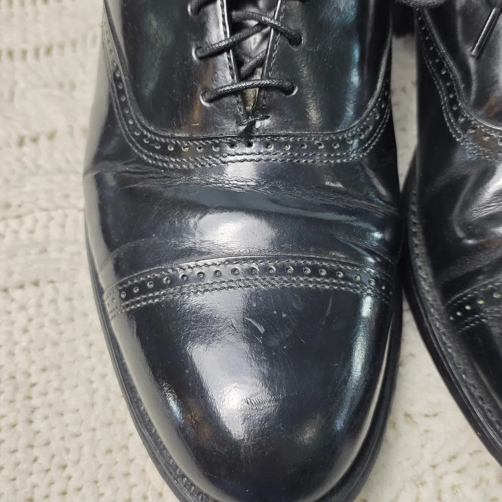 VTG Hanover‎ Shell Cordovan Dress Shoes Mens 9.5 E/C Black Wingtip USA